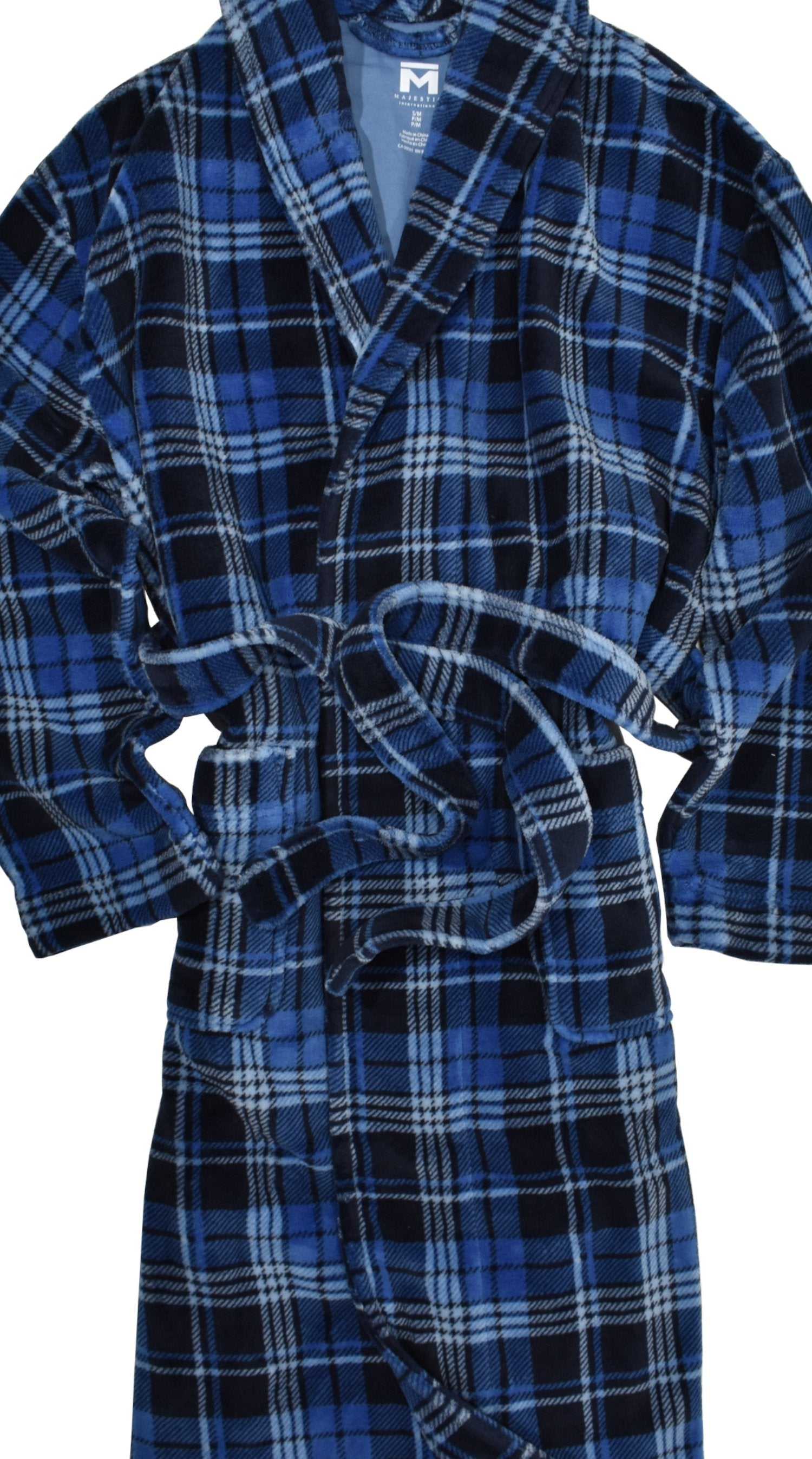 Wrap yourself in luxurious comfort with a Majestic Plush Ocean Plaid Robe, brought to you by Marcello. Made from microfiber in a medium weight, this robe is unbelievably soft and comfortable, perfect for lounging at home. You won't want to take it off, and your family members might even try to steal it from you.