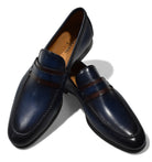 Magnanni navy brown flex shoe.