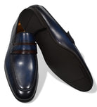 Magnanni navy brown flex shoe.