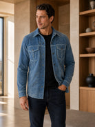 Indigo shaded leather jacket by Marcello