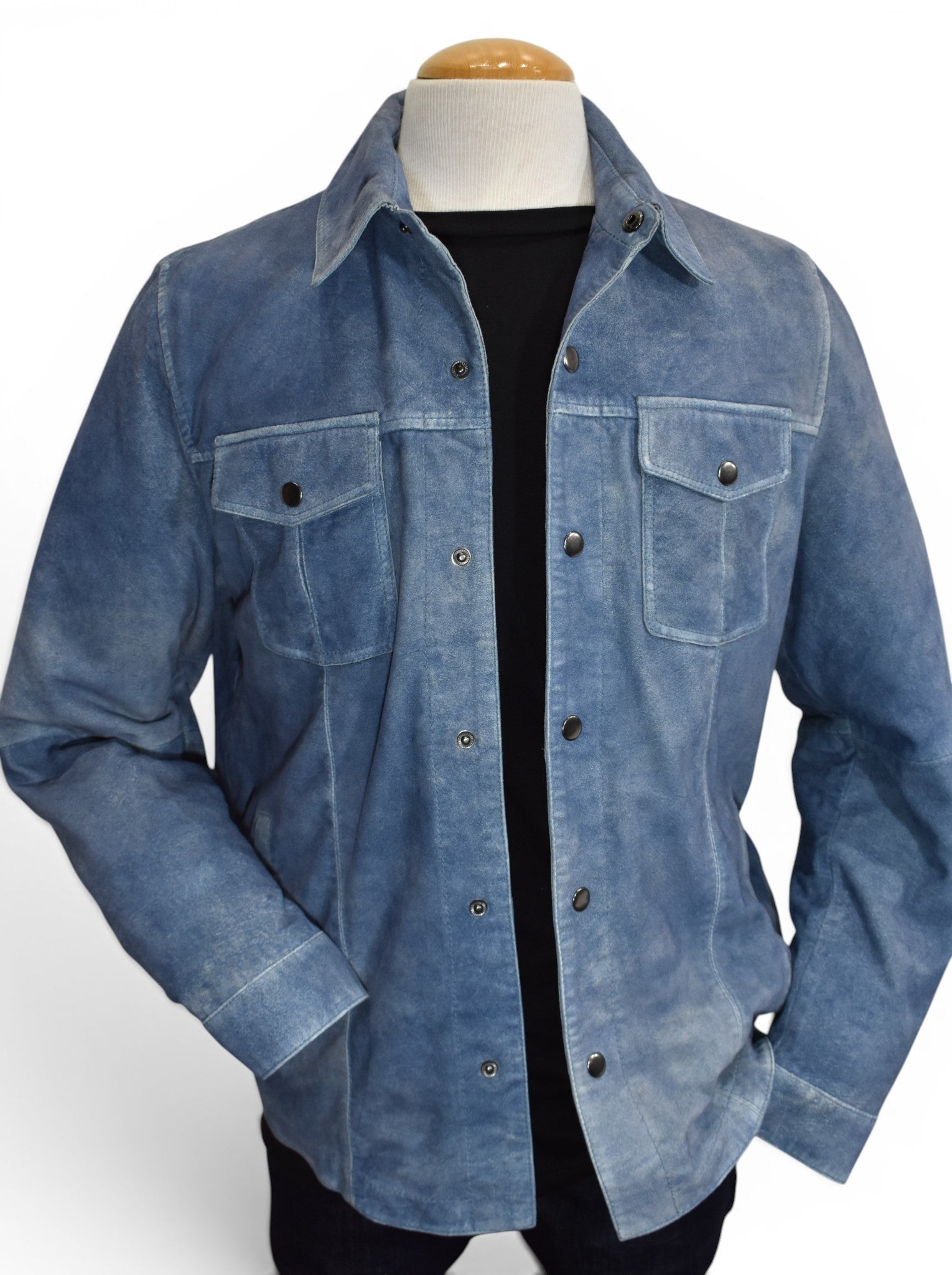 Indigo shaded leather jacket by Marcello