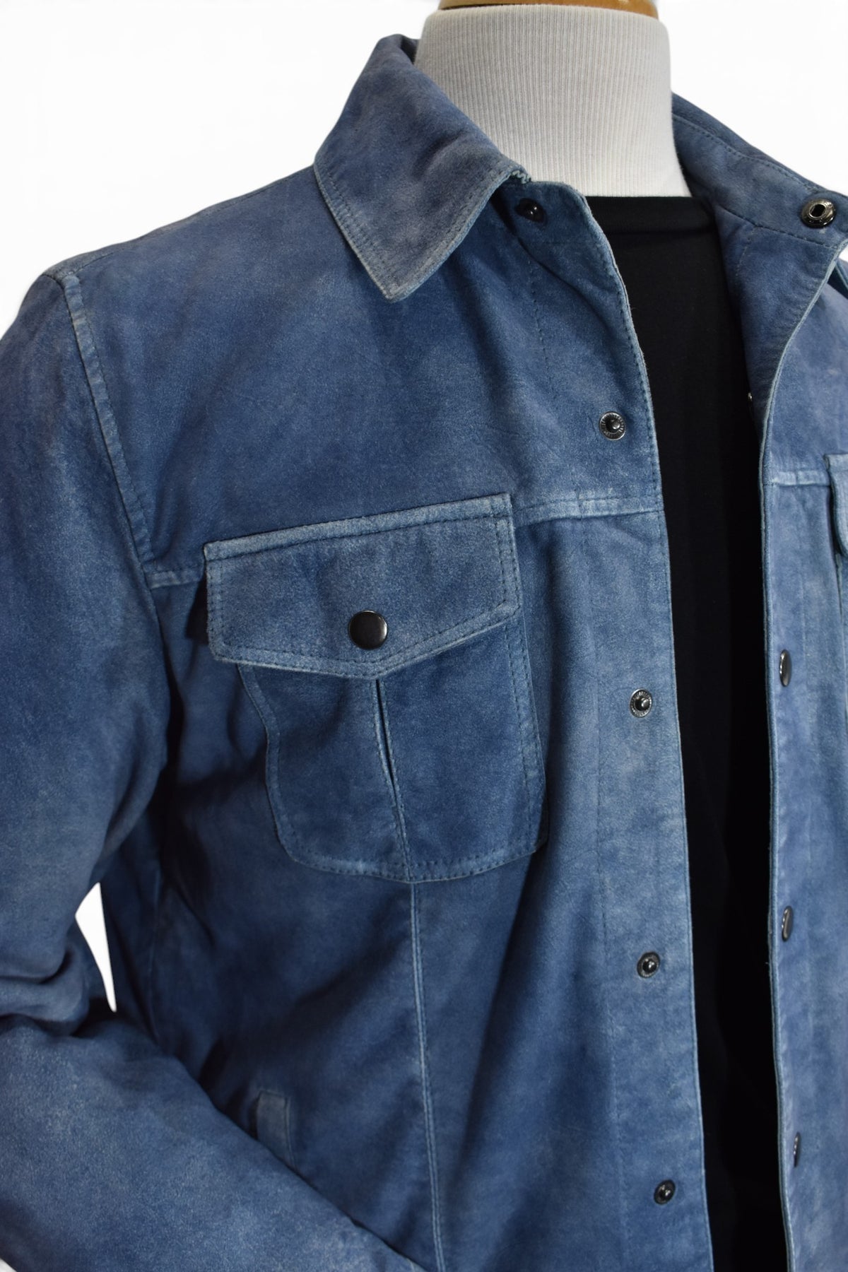 Indigo shaded leather jacket by Marcello