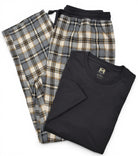 Tan gray plaid pant and tee set.