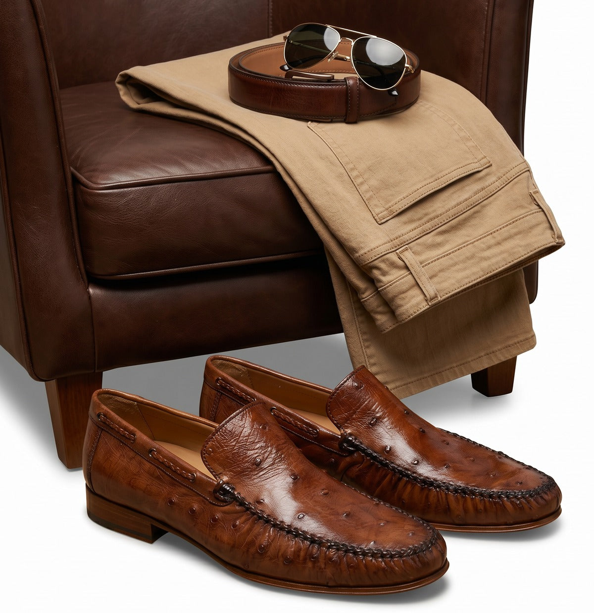 Mezlan genuine ostrich shoe.