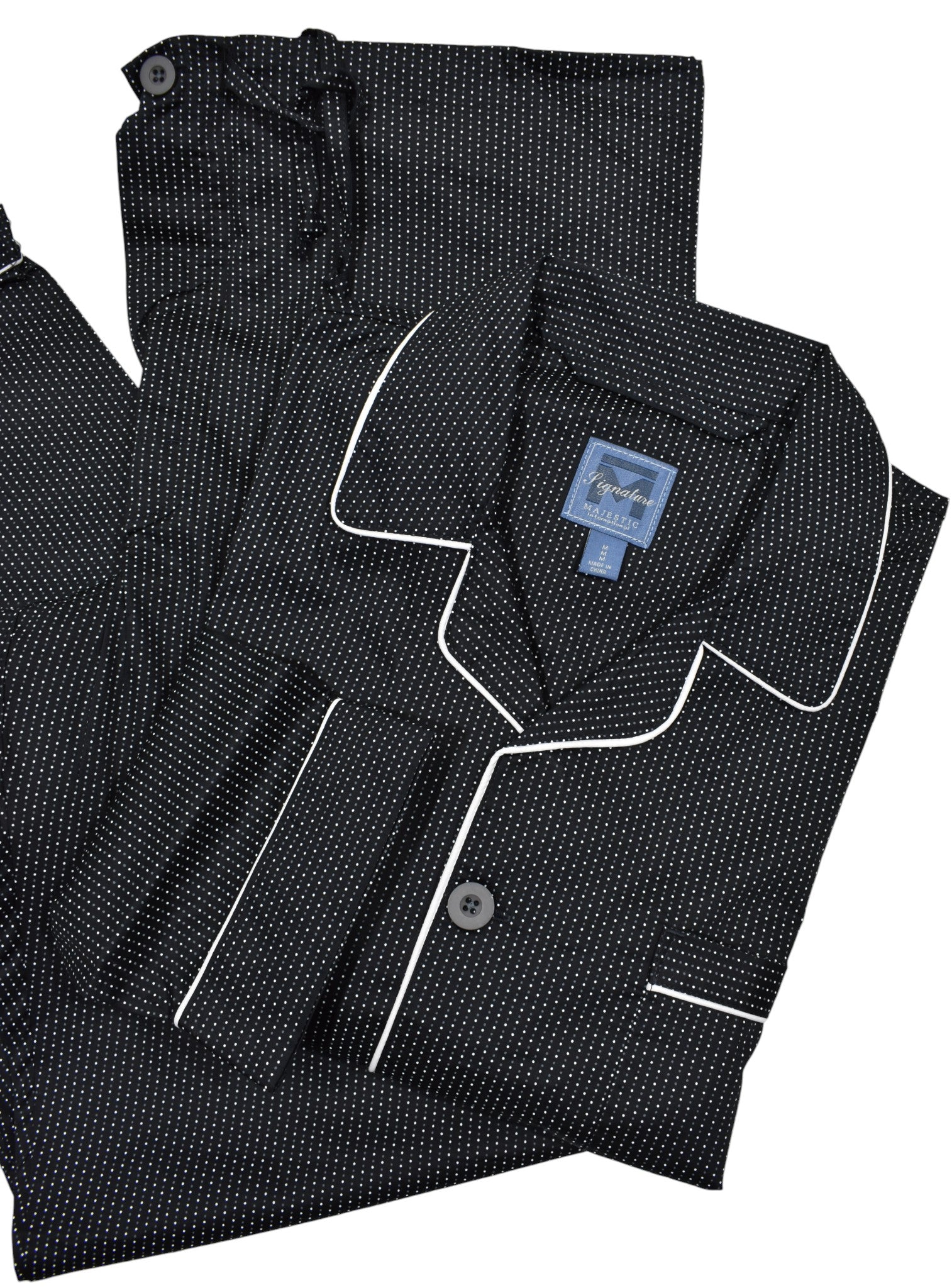 Black pajama with white dot.