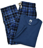 Navy indigo plaid pant tee leisure set.