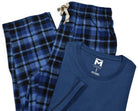 Navy indigo plaid pant tee leisure set.
