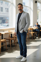 Gray windowpane sport coat