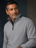 Steel herringbone quarter zip pullover by Marcello