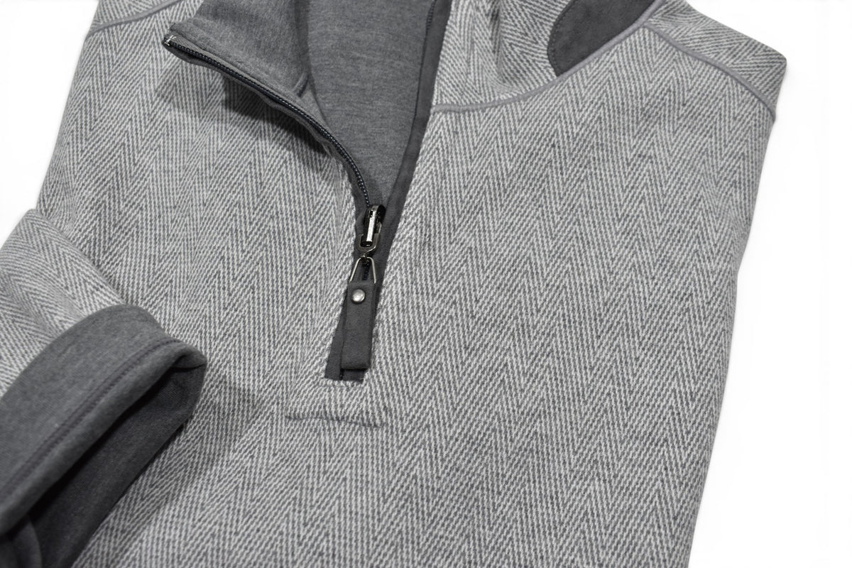 Steel herringbone quarter zip pullover by Marcello
