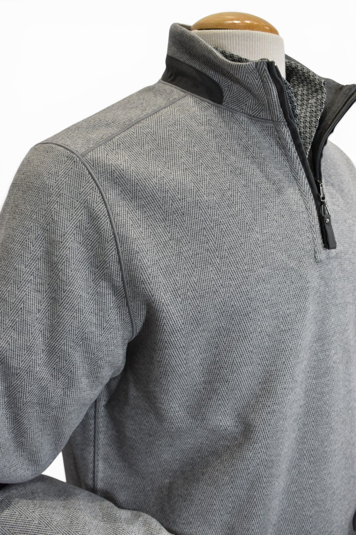 Steel herringbone quarter zip pullover by Marcello