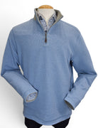 Waffle quarter zip reversible blue to taupe by Marcello
