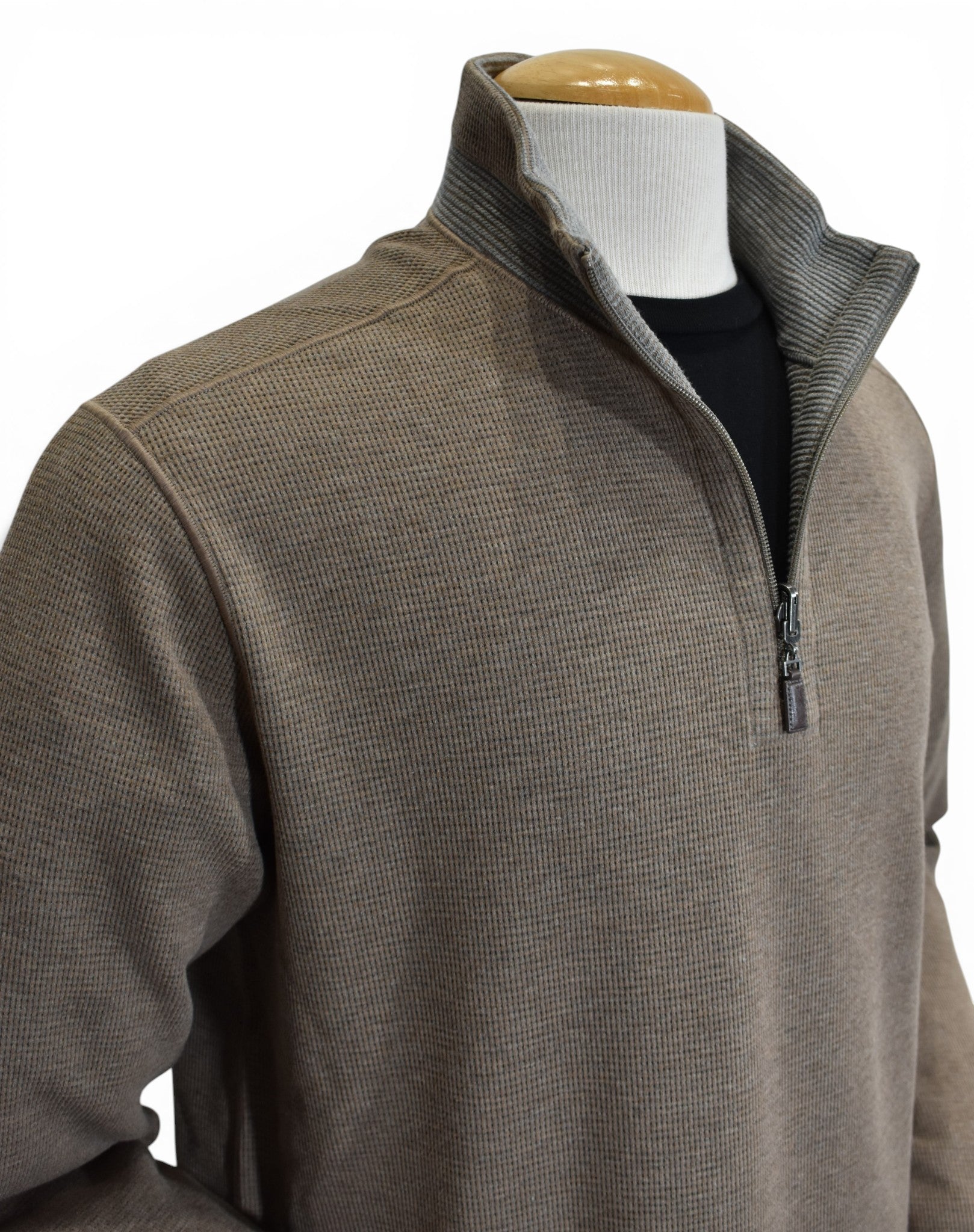 Waffle quarter zip taupe to harvest by Marcello