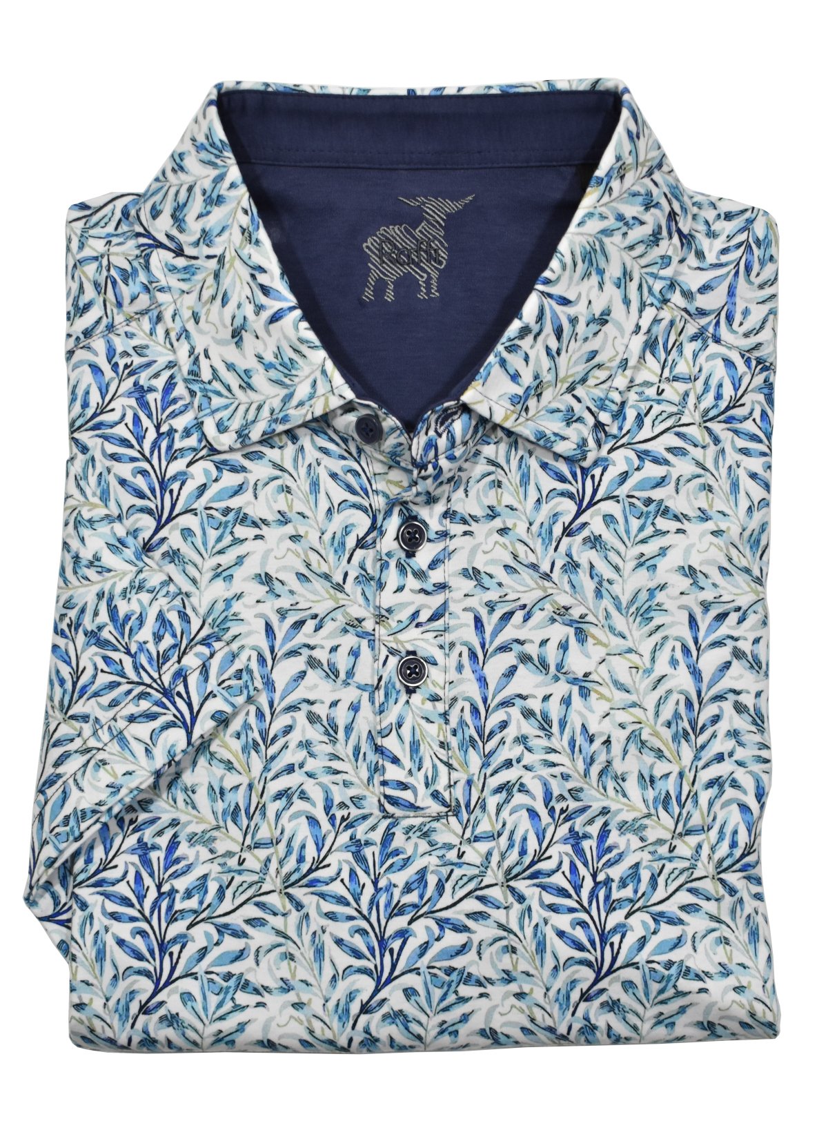 Experience ultimate comfort and style with the ZR24146 Raffi Indigo Floral Polo. Made with the sought after aqua cotton fabric, this polo is superb to the touch. The abstract print pattern in trend blue colors and self collar model add a modern and trendy touch. Upgrade your wardrobe with this must-have piece.