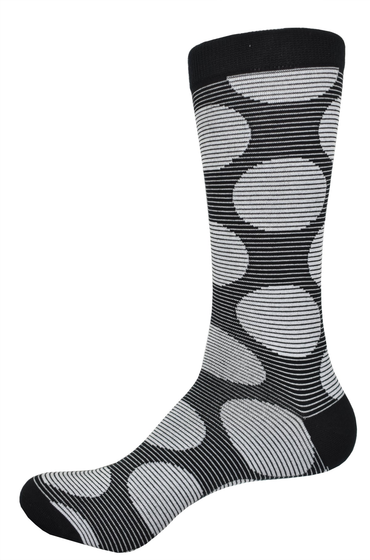 The ZV1567 Lined Circles offer all-day comfort and style. Mercerized cotton and lycra provides a luxuriously soft hand feel while the bold black and white pattern of circles and lines adds a modern touch to any ensemble. by Marcello Sport