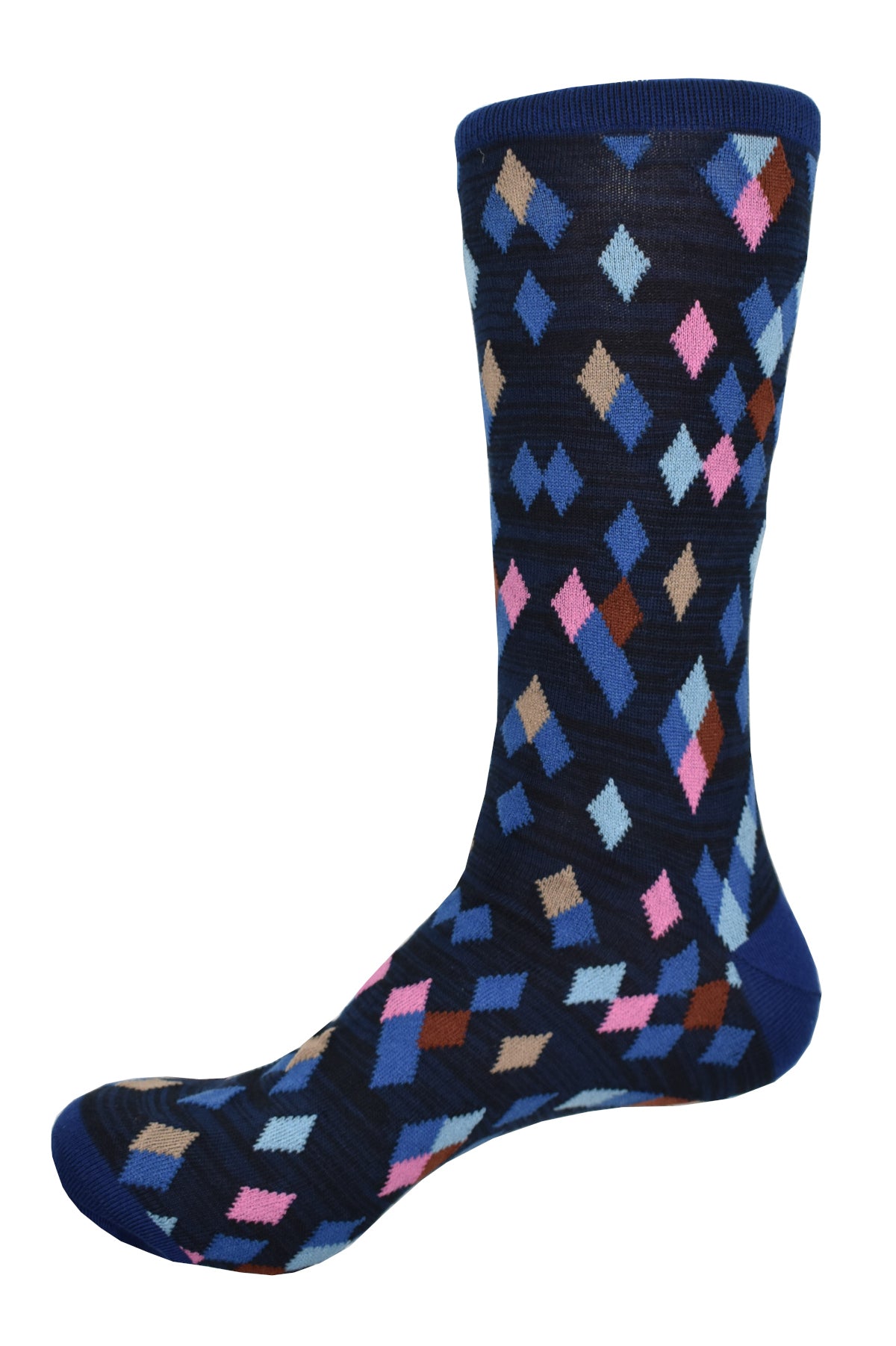 Stay comfy and stylish with the Marcello Navy Floating Diamonds socks. Made with soft 97% cotton and 3% lycra, it offers excellent comfort. The melange stripes and floating diamonds add a cool touch to your fashion game.