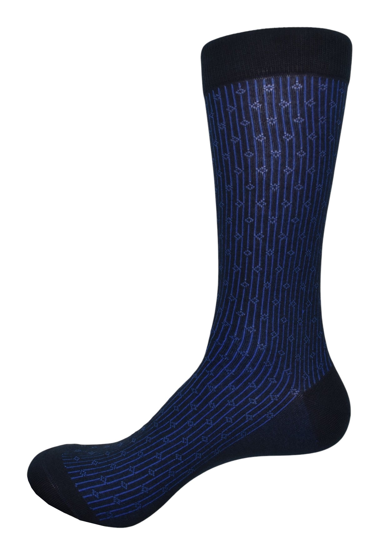 Marcello navy sock with blue stripe.