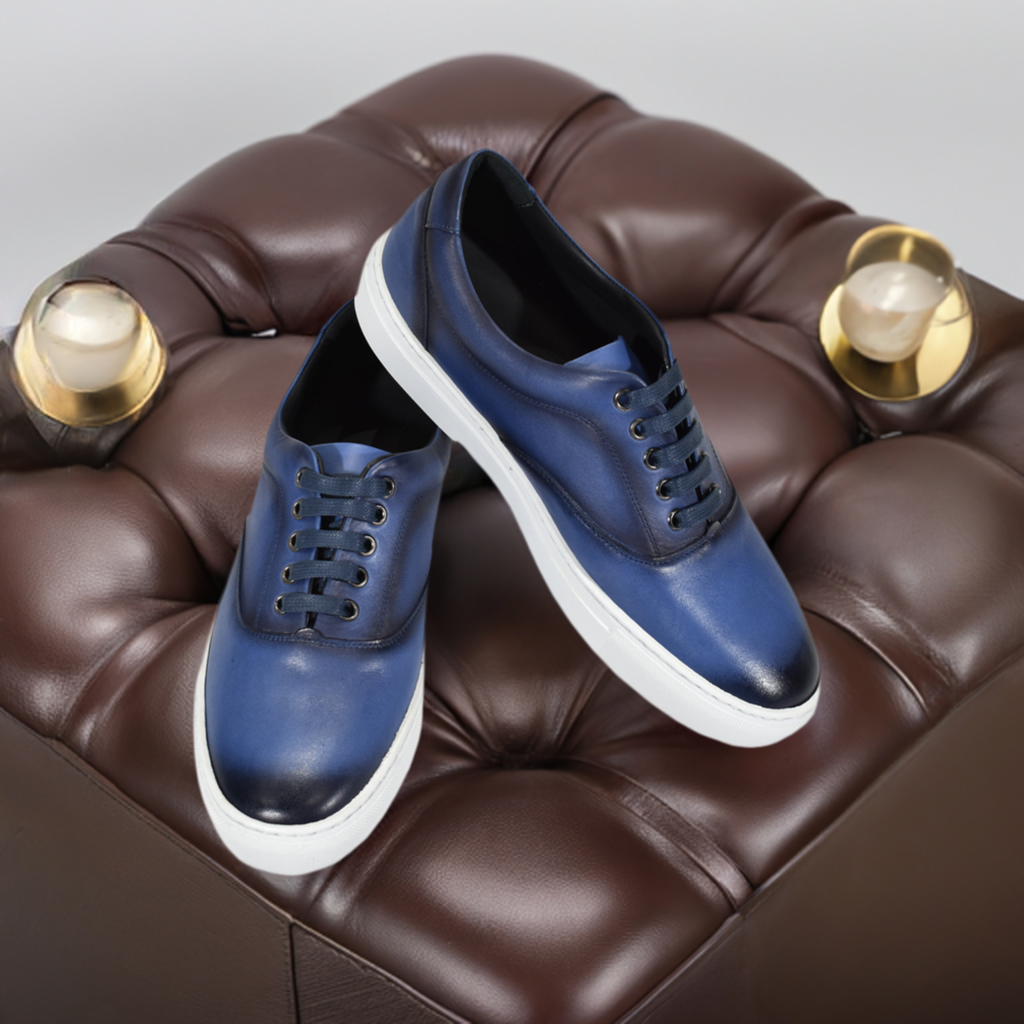 S130 Navy Burnished Sneaker – Marcello Sport