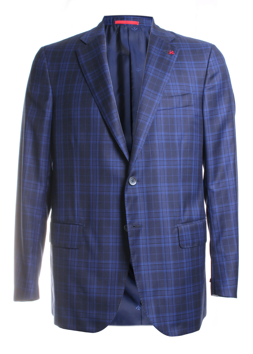 Isaia Plaid Sport Coat in Blue 