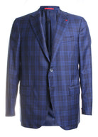 Isaia Plaid Sport Coat in Blue 