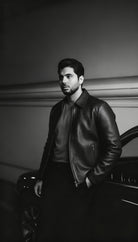 Marcello pebble leather bomber in black.