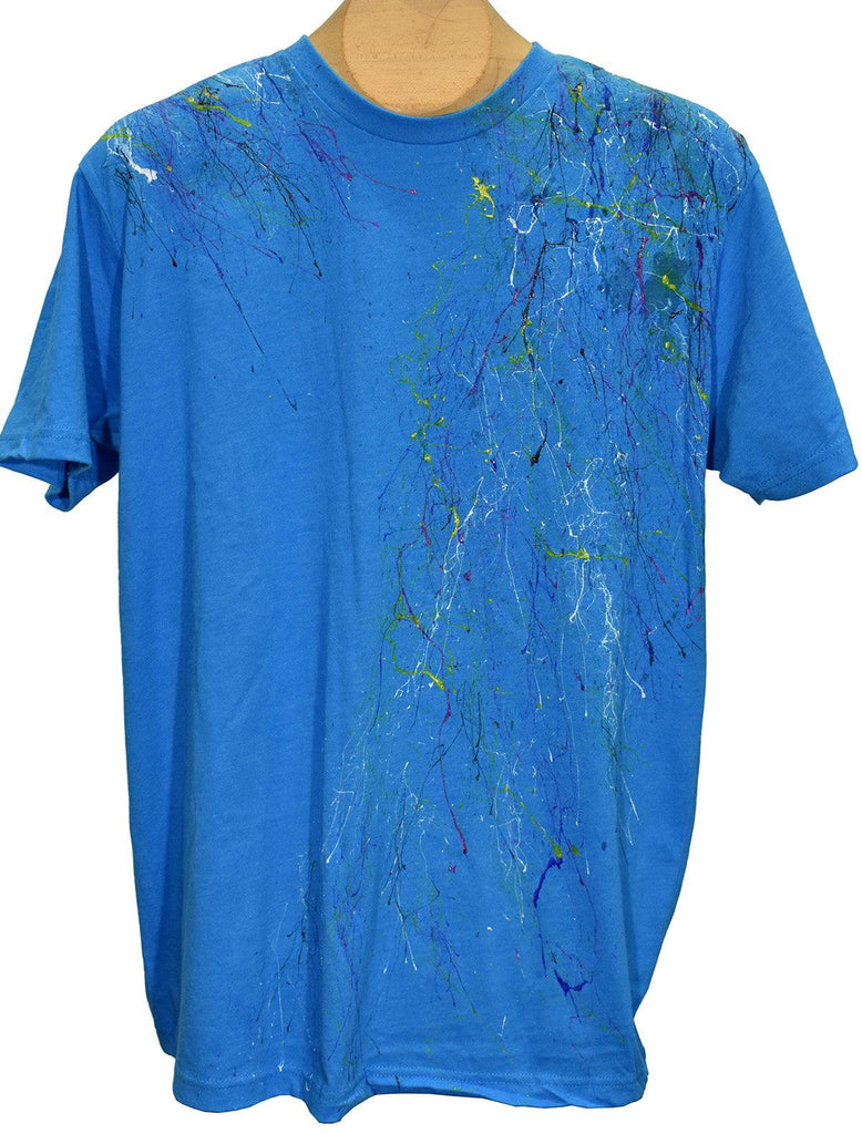 Tee shirts are not just tee shirts anymore. Our hand painted tees are individually painted by artists making each one a unique piece of art and making them stand out from other tee shirts in quality and style.  The teal colored tee is a great color to brighten your image with style.
