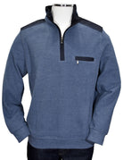 Cotton based fabric in a light to moderate weight, with contrast fabric detailing, and further accented with contrast stitching.   Great for an active lifestyle or just the image of an active or nautical lifestyle.   Soft mock neck model for added comfort with classic ribbed cuffs and waist band.  Classic fit.  Blue color, by Marcello Sport