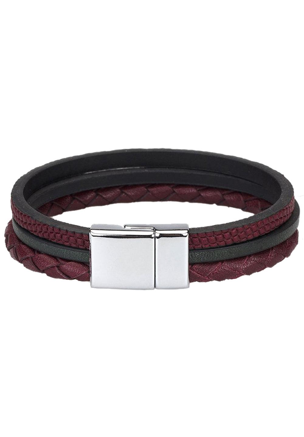Inspire your dressed up lifestyle with our Italian designed bracelets.    Classic soft leather bands. 3 different straps for an enhanced look. Accent colored leather for a fashion statement. Chrome magnetic closure.
