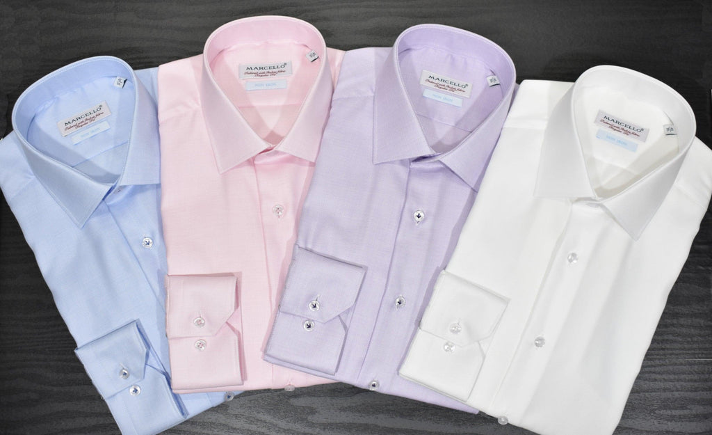 The Marcello Dress Shirt is one of the finest made shirts.  Soft, rich fabric with a slight texture exudes an unparalleled elegance.  Choose from White, Blue, Pink or Lilac Extra fine, soft Italian cotton. Fine piquet textured fabric. Non iron enhanced treatment to keep you looking perfect. Classic shaped fit. Enhanced stitch detailing. Removable collar stays and an extra set with each shirt. Imported, Turkey.