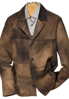 Create an outstanding look with this lightweight, hip length sport coat model leather that is not lumped in with basic coats. Featuring a washed, vintage shaded effect with a sueded feel to the outer leather. Smooth leather inside, not lined for a truly feather weight leather. This sport coat model is best suited for a slim to medium build. Nappa leather.