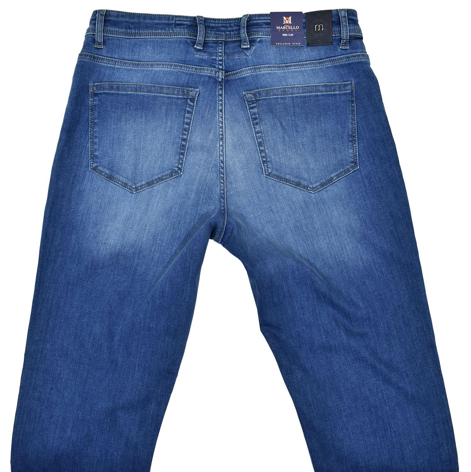Marcello’s best fitting lightweight washed denim. Feels and looks great! Our comfort fit from the waist band down to the thighs, then tapering the leg to the bottom provides the best of both worlds.  Comfort where you need it and updated fashion sporting a slimmed leg.  Add the benefit of stretch to work with your natural movements and you have found an excellent jean that will become your go to jean of choice.  Marcello Comfort Washed Denim