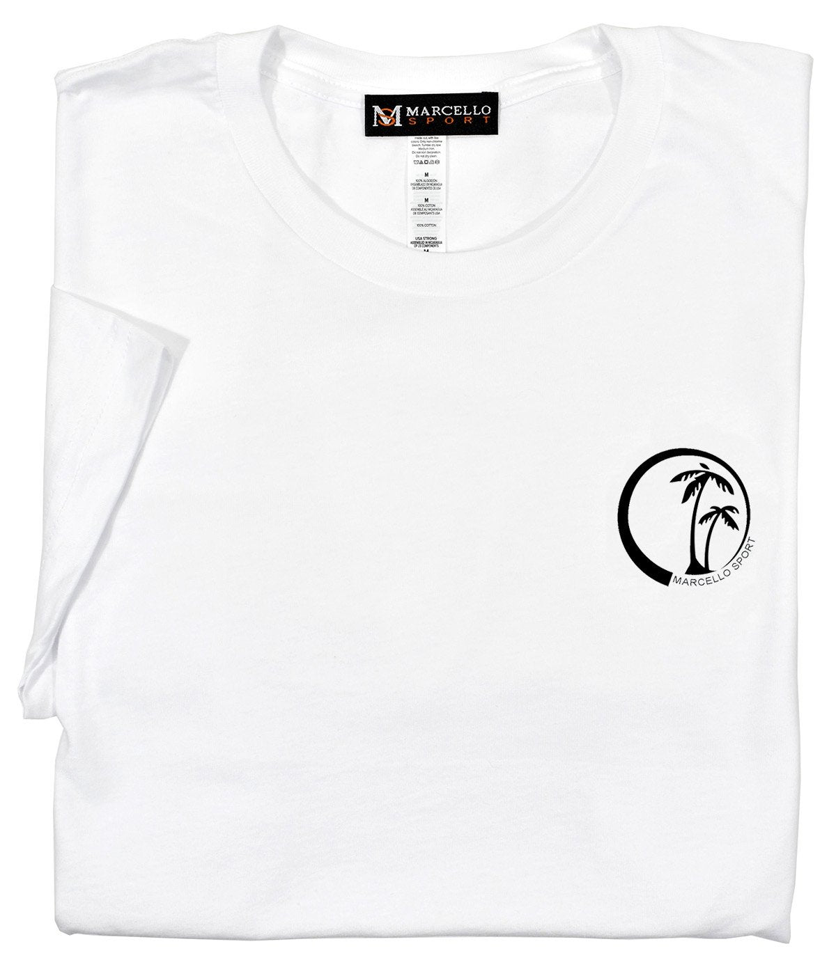 Marcello Caribbean Palm Tee  100% soft cotton, preshrunk. Ultra soft luxe cotton fabric. Contemporary fit, we suggest ordering one size up if between sizes or prefer a looser fit. Machine wash and dry.