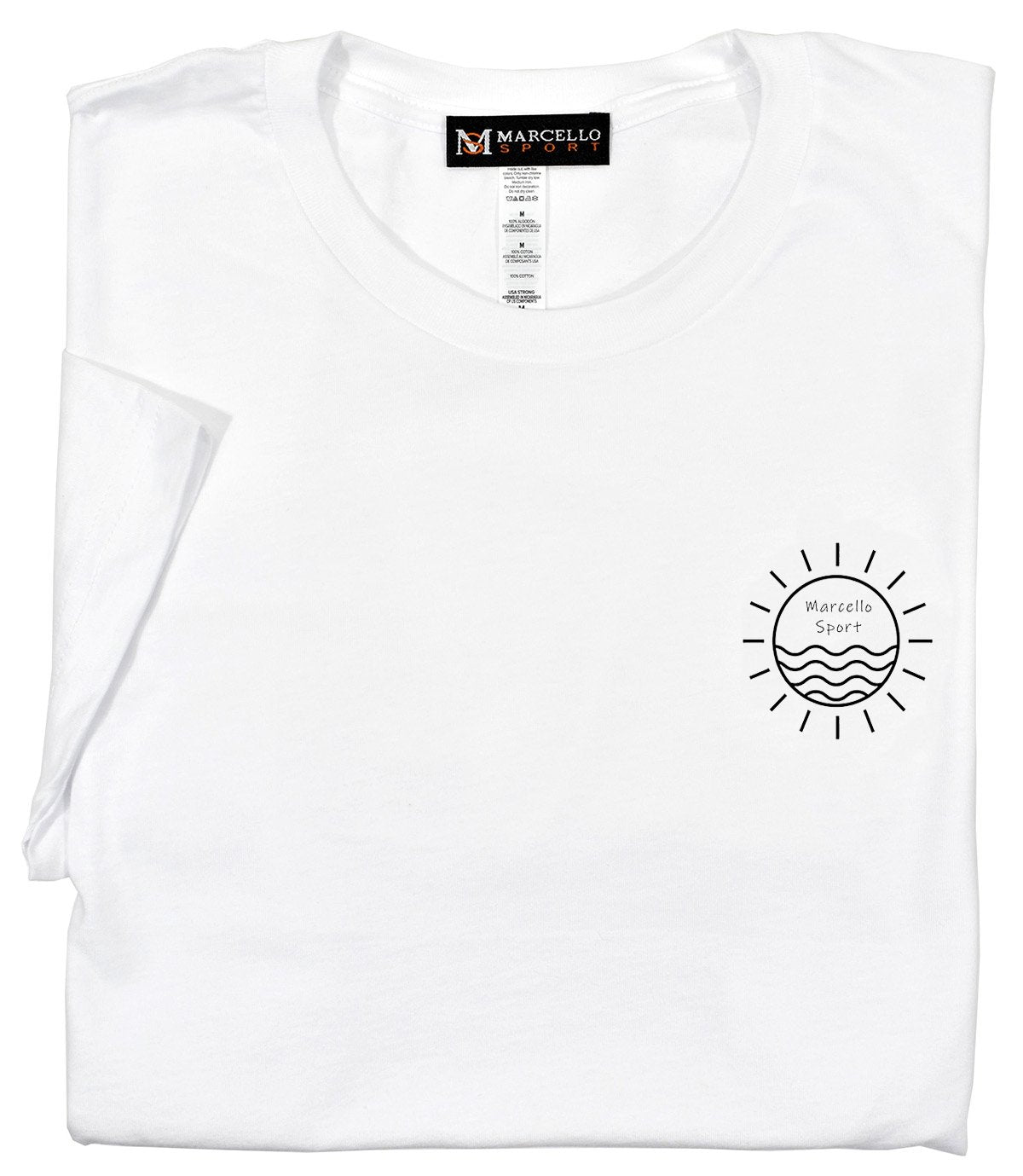 T005 Marcello Sun and Fun Tee  100% soft cotton, preshrunk. Super soft luxe cotton fabric. Contemporary fit, we suggest ordering one size up if between sizes or prefer a looser fit. Machine wash and dry.