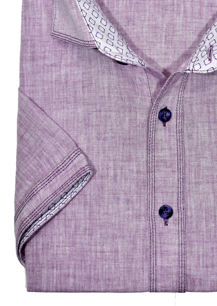 Short sleeve lilac linen shirt