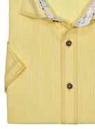 Marcello Sport classic short sleeve cotton linen fabric is crafted to reduce wrinkling.  The shirt features our signature triple stitch detailing, matched buttons and complimentary trim fabrics.  Soft cotton blended fabric, woven to look like linen. Medium spread collar for a casual sport look. Trend chest pocket. Square bottom with side slit vents. Classic shaped fit for a slim to moderate build.