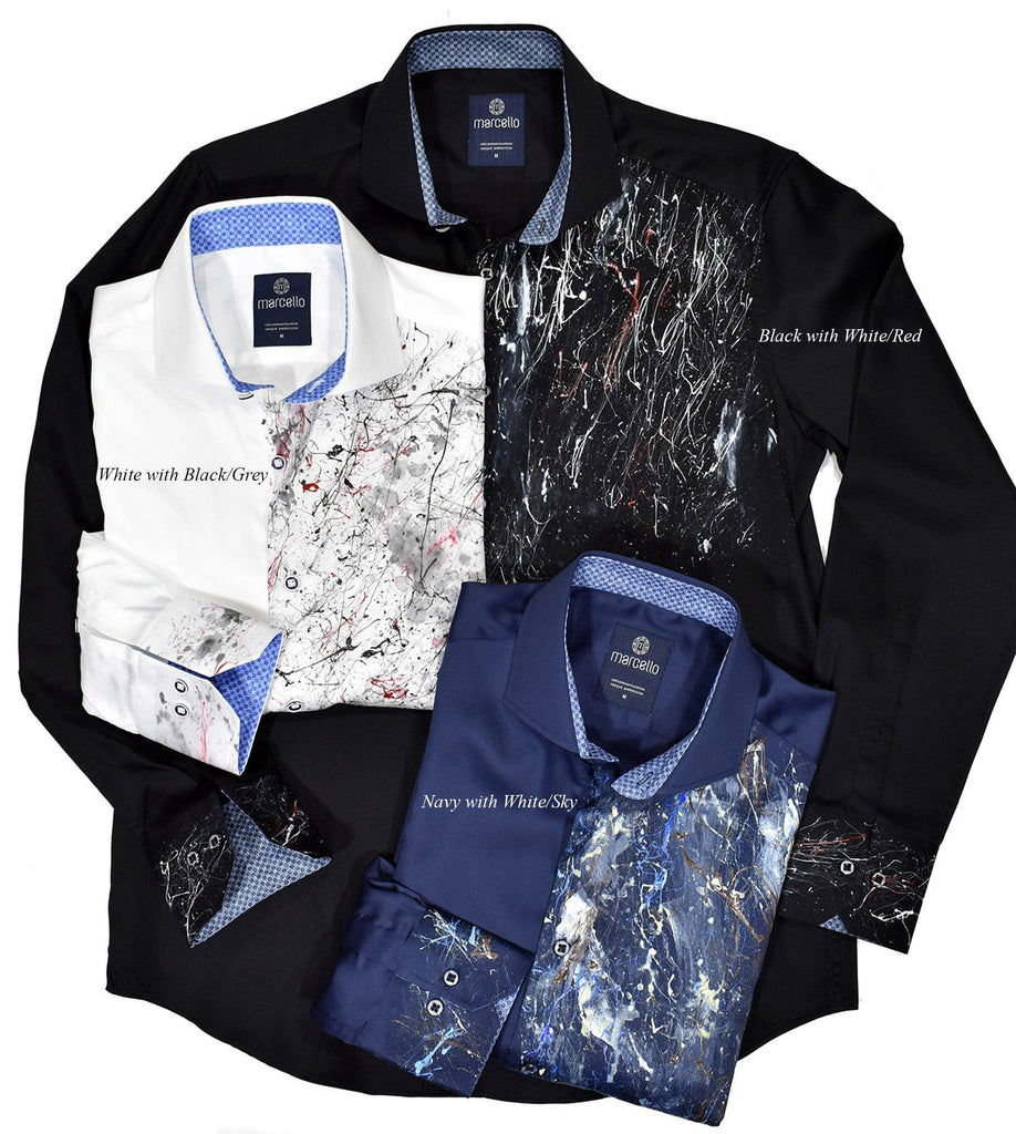 W617P custom hand painted shirt in Black, Navy or White. Exclusively by Marcello Sport.