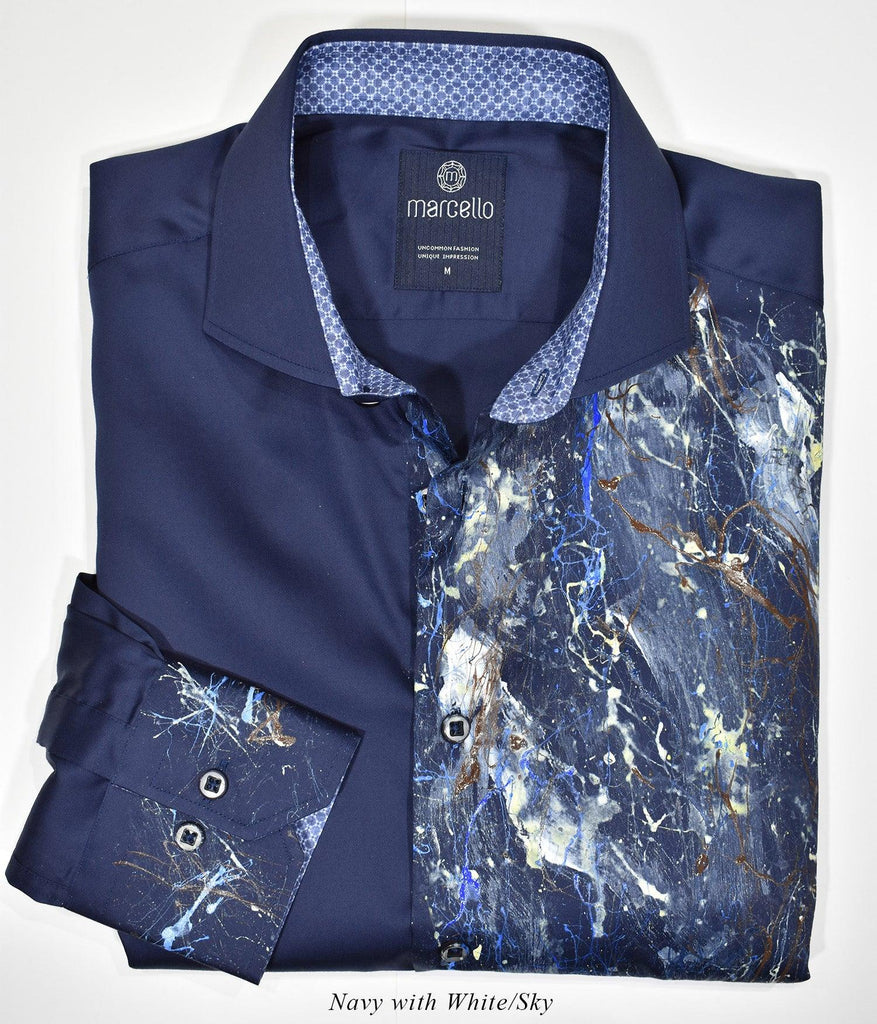 W617P custom hand painted shirt in Black, Navy or White. Exclusively by Marcello Sport.