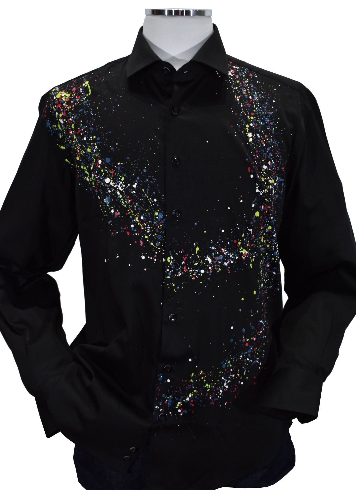 W866P Black Paint Splatter Shirt – Marcello Sport