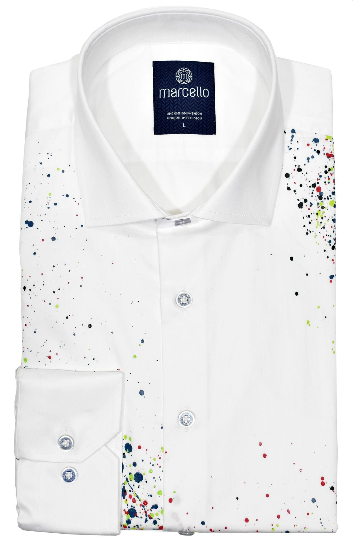 Our hand painted selection of shirts are like no other.   Each is hand painted by an artist on soft cotton sateen fabric, so no two are exact.   Truly unique and special.   Classic shaped fit.
