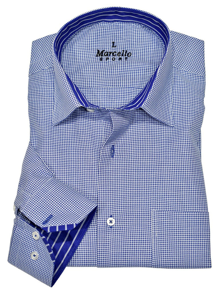 WS05 Marcello Sport Mens Houndstooth Dress Shirt - Sport Mens Shirt 3 Colors - Marcello Sport