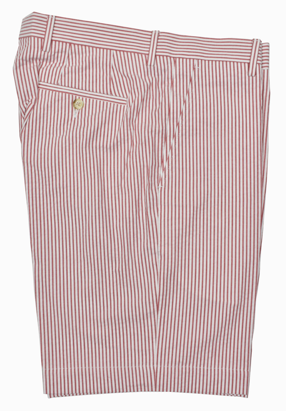 Dress up your Spring/Summer look with a classic seersucker stripe short, sure to be a nice change from your everyday solid shorts.  100% soft combed cotton for comfort and breathability.  Just above the knees length, classic pockets and classic fit.  Colors: Blue, Red
