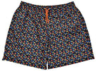 Our cool microfiber fabric swim shorts feature a unique pattern sure to set your image at the pool or beach.  Classic quick dry fabric. Elastic stretch waist band with fashion draw strings. Side slash pockets and back pocket. Mesh lining. Modern fit, order up one size if between sizes. Martinis print swim suit, by Marcello Sport.