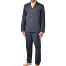 For the customer looking for luxury extended to the bedroom, we offer an 80’s 2-ply cotton pajama. The herringbone design provides subtle texture and elegance to a basic pajama. This pajama features a coat front top and breast pocket. Pant is 1/2 elastic back with drawstring front, 2 button fly and balloon seat. 100% cotton.