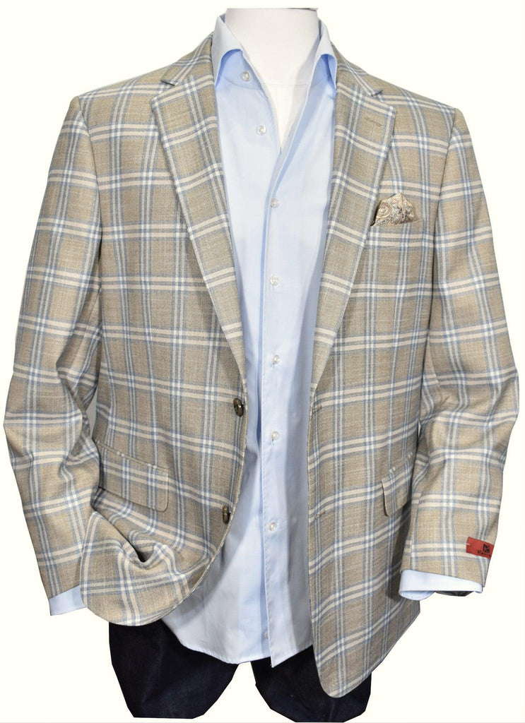 You will love the hand feel of the poly microfiber fabric with a touch of lycra to add stretch comfort.  The almost silk like hand feel and stretch comfort creates a unique blazer for a casual or dressy event.    The coat features a full lining, side vents, paisley trim lining inside and inside the pockets.   The soft colors of harvest, tan and blue work well with most color bottoms.   Classic fit