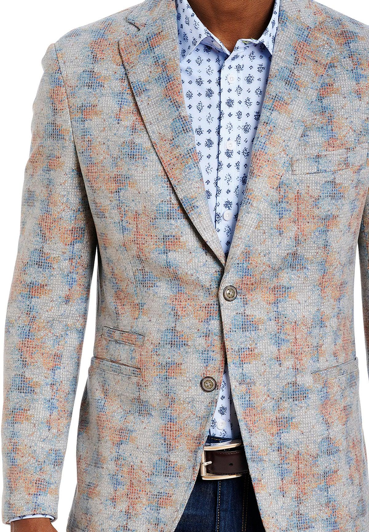 Robert Graham Velour Colors Sport Coat  Part of the Robert Graham exclusive sport collection. Abstract tonal colors add depth. Partial lining, signature Graham detailing inside and out. Modern Fit for a slim to medium build.