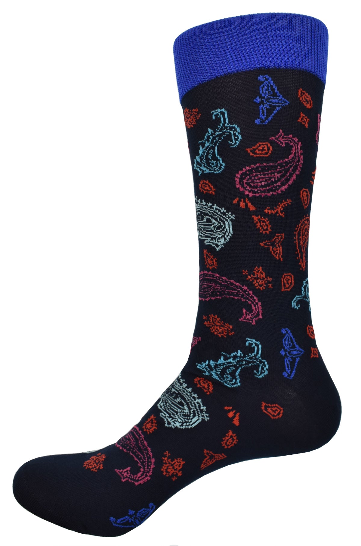 Mercerized cotton sock with a little spandex for comfort and to hold its shape.  Open diamond pattern in rich colors adds life to any outfit.  Mid calf, fits average sizes 8 to 12.