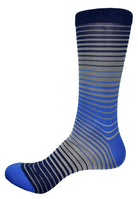 Classic pattern sock with a variated stripe pattern, a truly unique fashion. Cotton with nylon blend for comfort.  Fine Multi Stripe - Red or Blue  Truly unique fashion in mixed rich colors. Soft mercerized cotton with nylon blend for comfort. One size, fits 10-13.