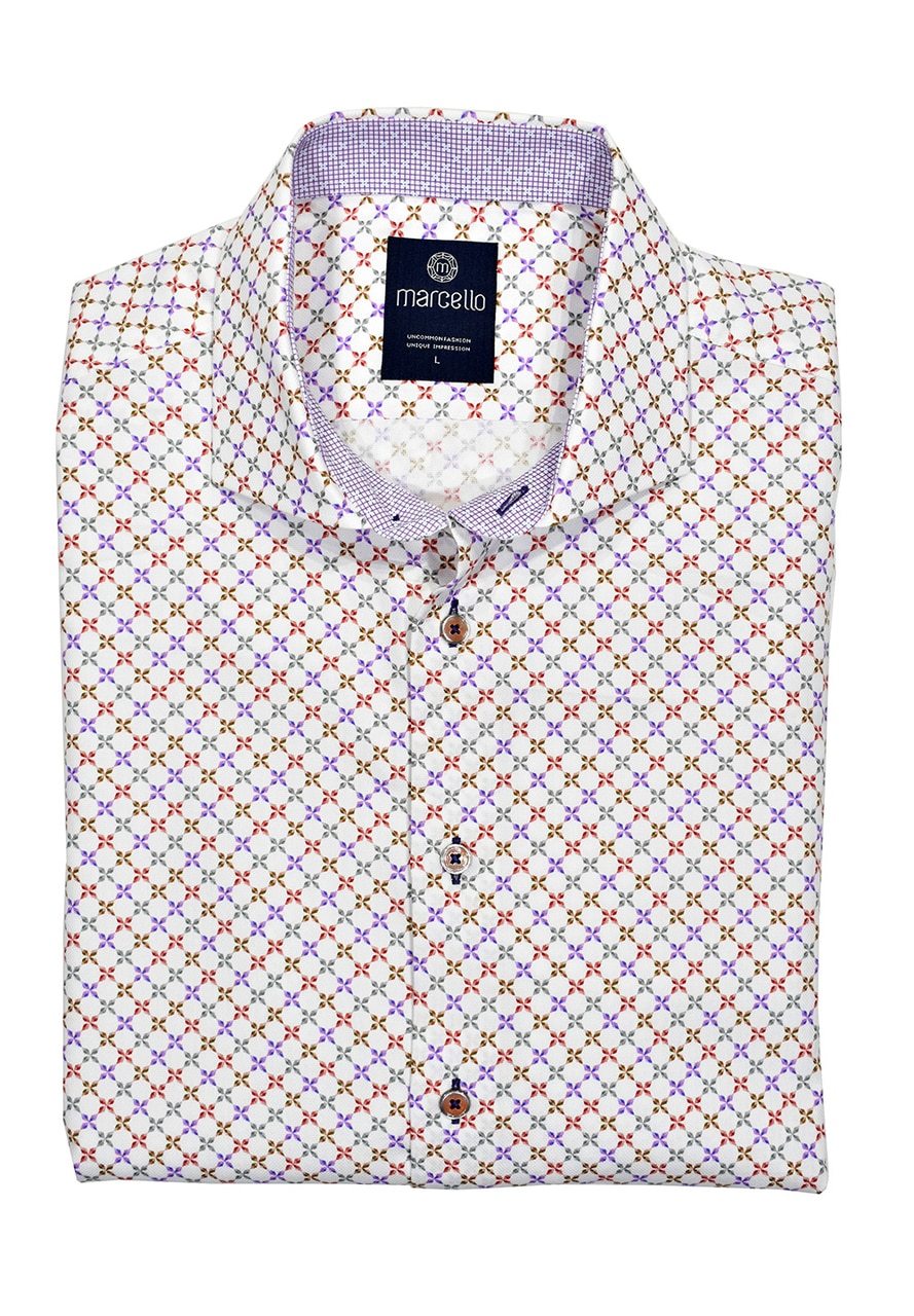 W1082 Chinstar Diagonal Print Shirt - Marcello Sport