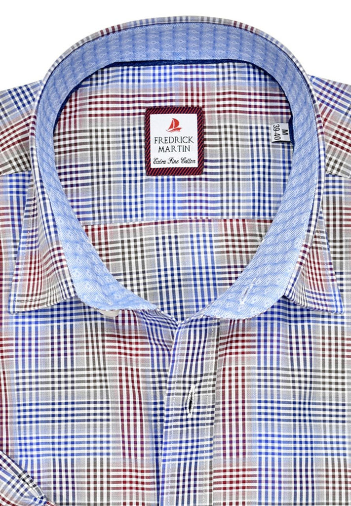 Fredrick Martin Multi Plaid  Button down collar Beautifully soft rich fabric. 100% cotton. Made in Turkey.