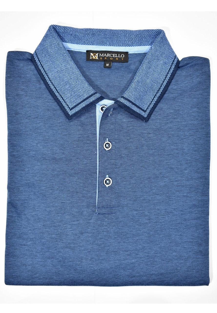The Marcello classic cotton lycra polo with neat detailing is perfect for a relaxed lifestyle or even for your business casual environment.  Custom trim details and buttons finish the look.  Modern fit.  Cotton Stretch Polo by Marcello Sport.